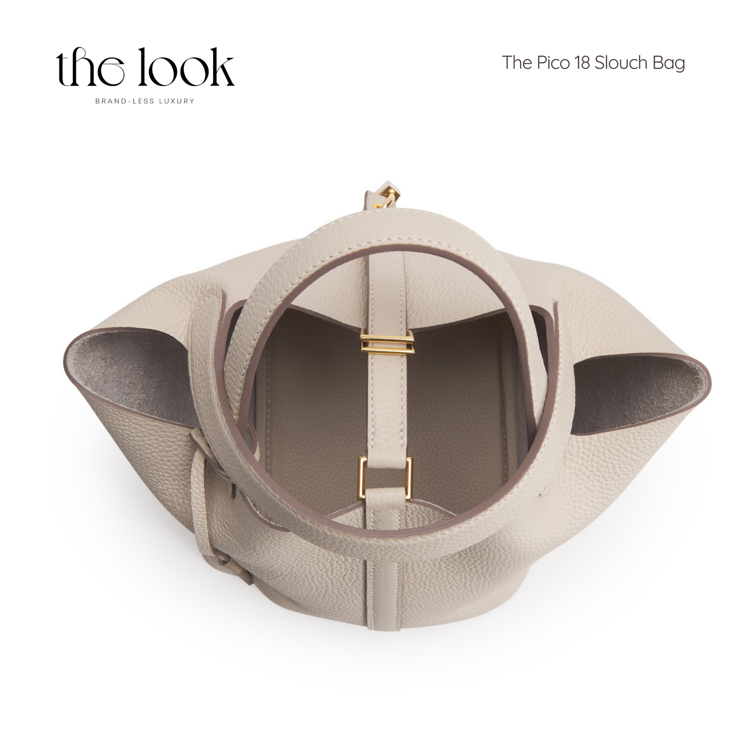 The Pico 18 Slouch Bag Clemence Leather in Cream GHW by The Look (Elité Edition)