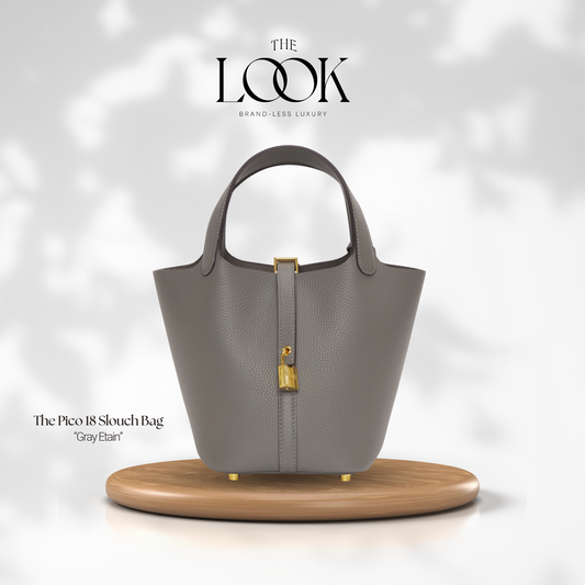 The Pico 18 Slouch Bag Clemence Leather in Etain GHW by The Look ( Elité Edition)