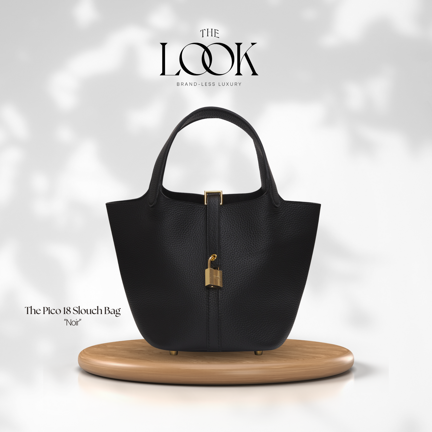 The Pico 18 Slouch Bag Clemence Leather in Noir GHW by The Look ( Elité Edition)