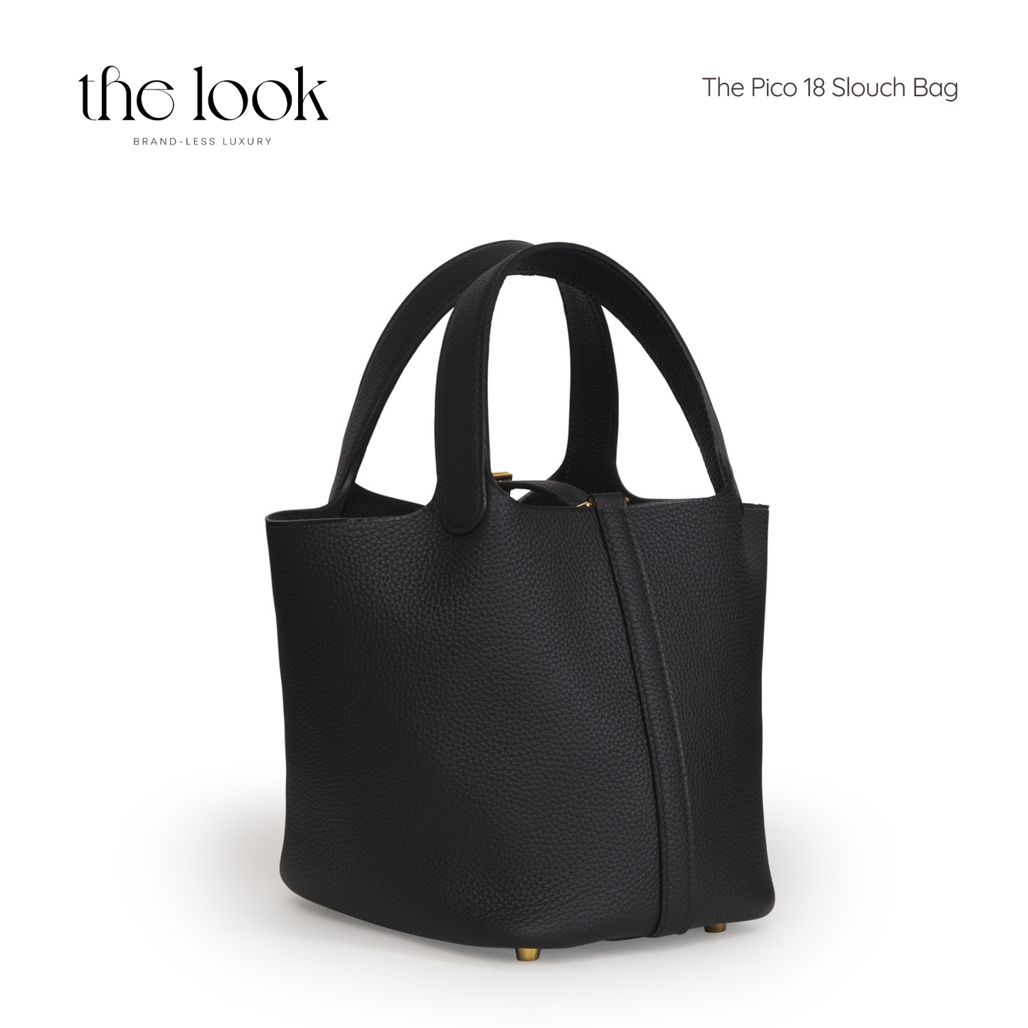 The Pico 18 Slouch Bag Clemence Leather in Noir GHW by The Look ( Elité Edition)