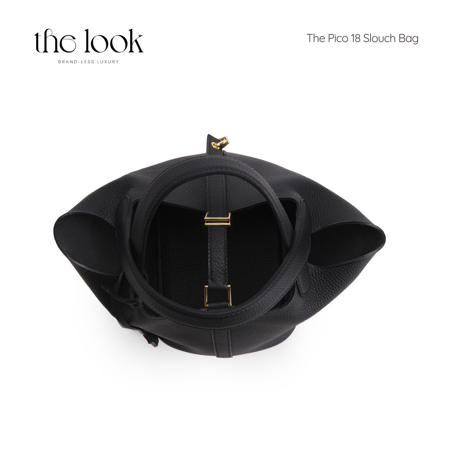 The Pico 18 Slouch Bag Clemence Leather in Noir GHW by The Look ( Elité Edition)