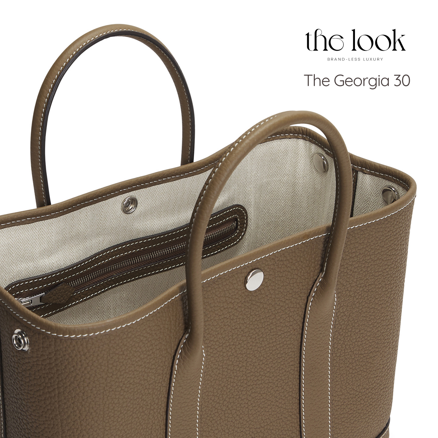 The Georgia 30 Satchel Togo Leather in Etoupe  SHW by The Look