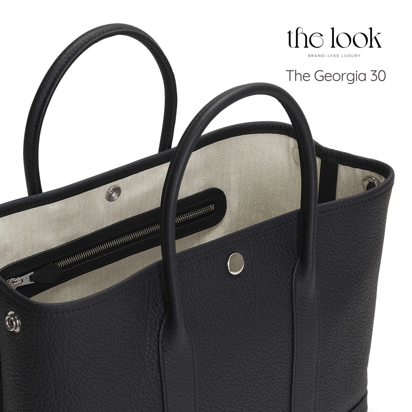 The Georgia 30 Satchel Togo Leather in Noir SHW by The Look