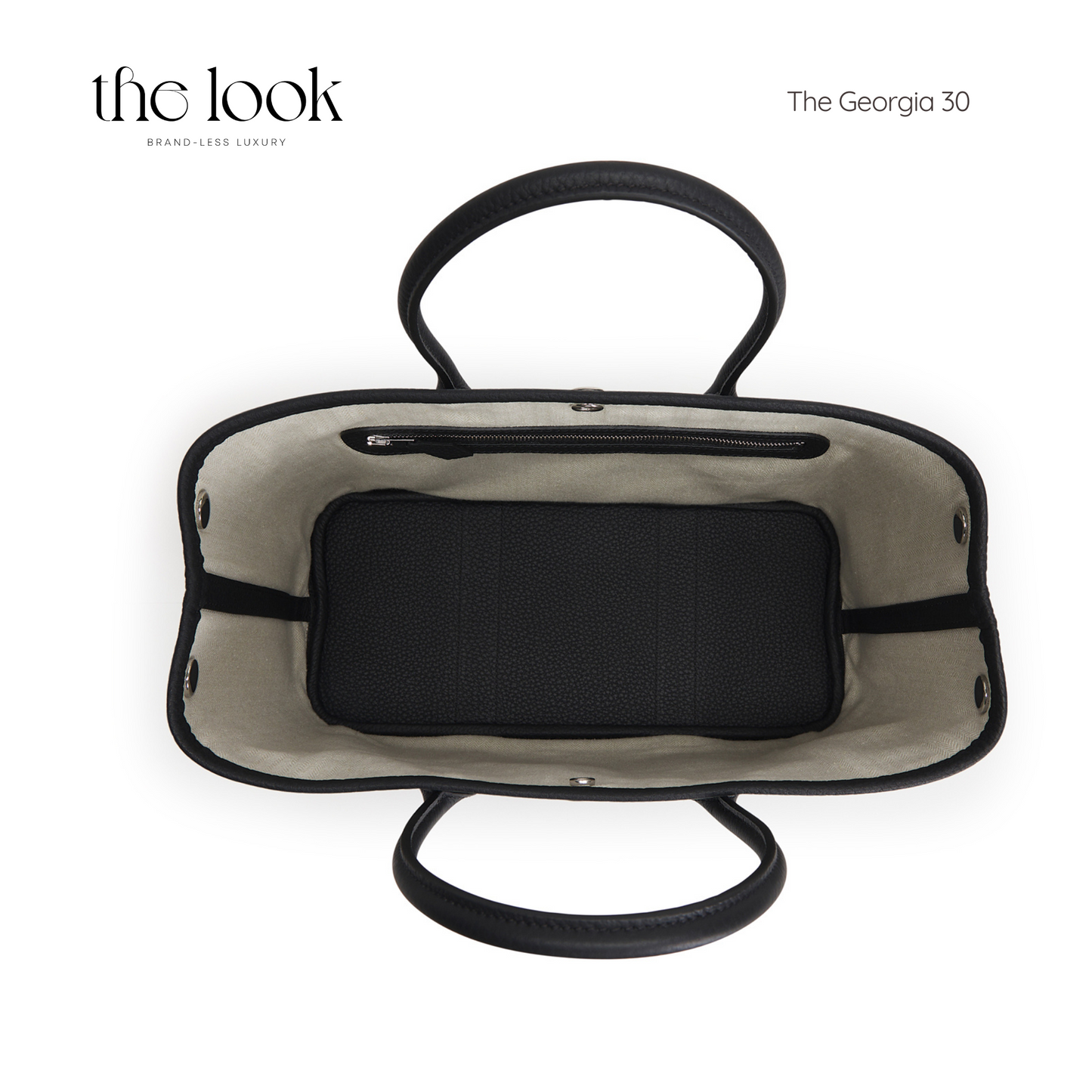 The Georgia 30 Satchel Togo Leather in Noir SHW by The Look