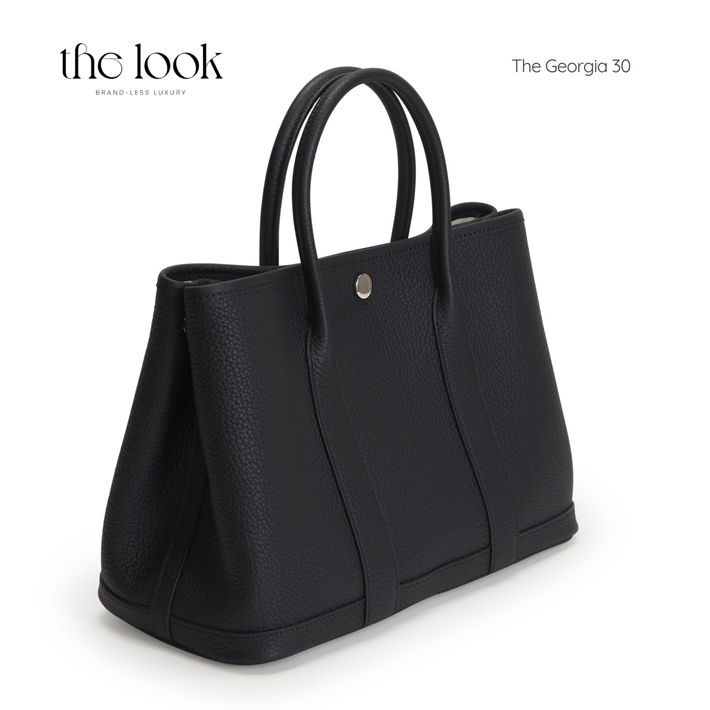 The Georgia 30 Satchel Togo Leather in Noir SHW by The Look