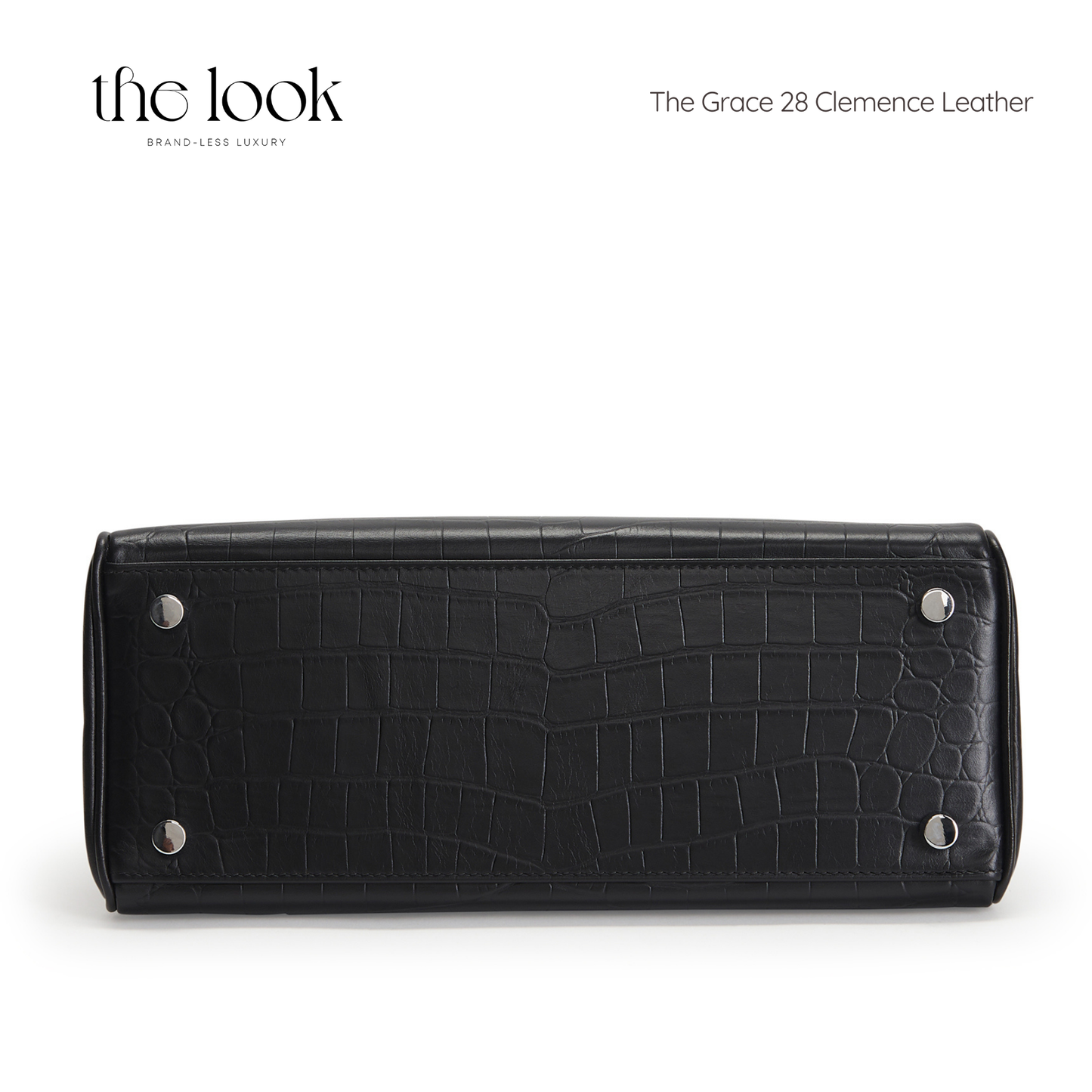 The Grace 28 Satchel Croc Embossed Satchel in Noir SHW by The Look