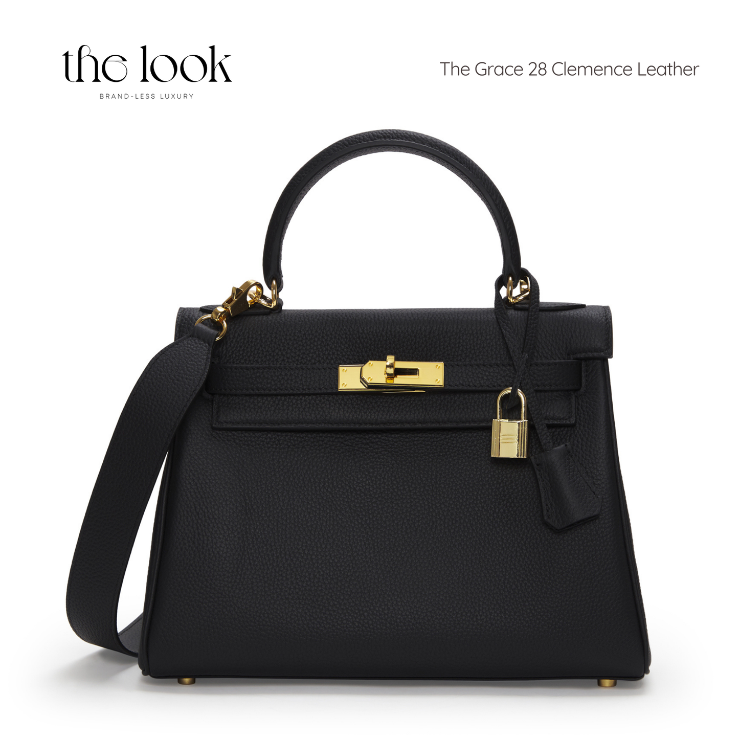 The Grace 28 Satchel Clemence Leather in Noir GHW by The Look