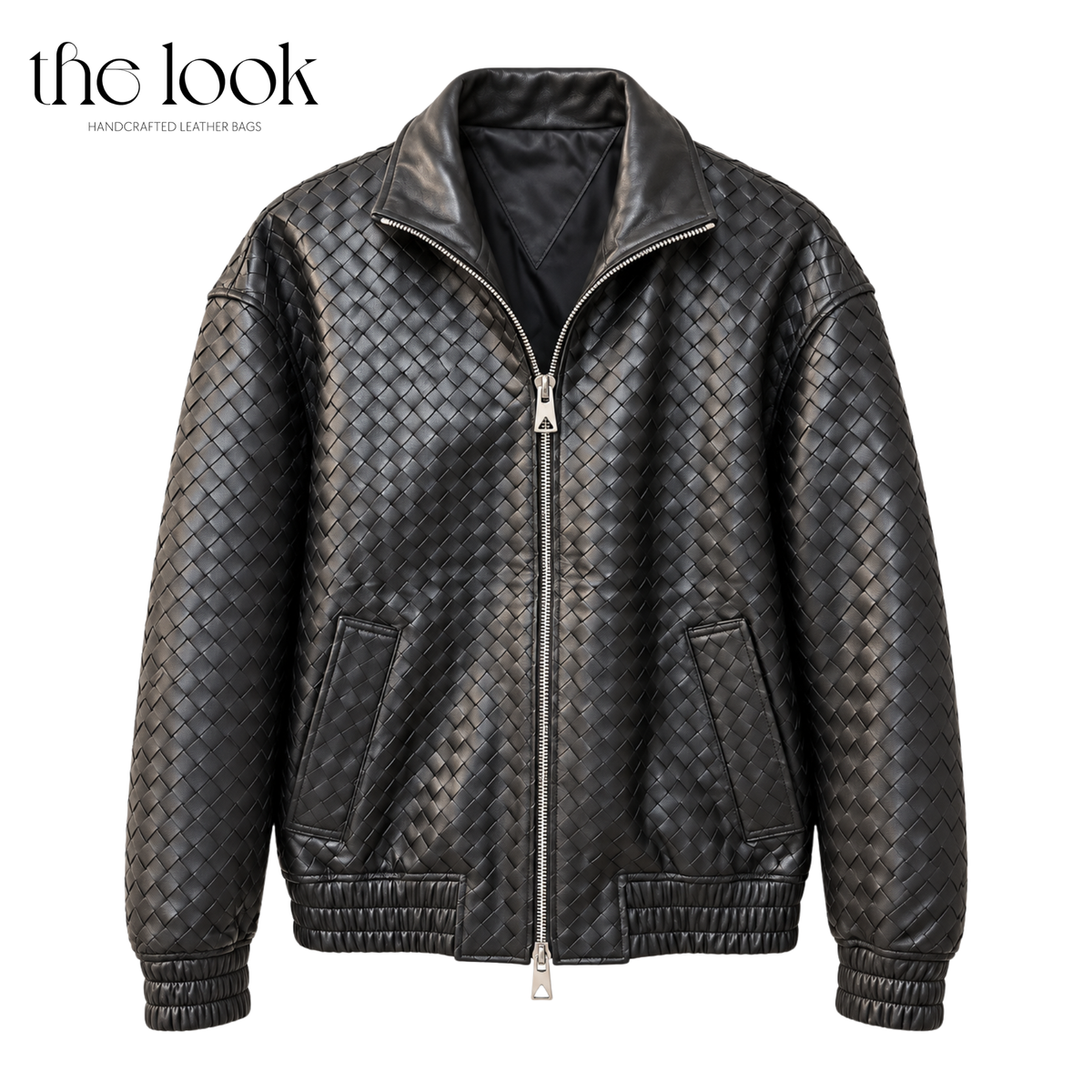 The Loop Weave Bomber Jacket in Black, front view