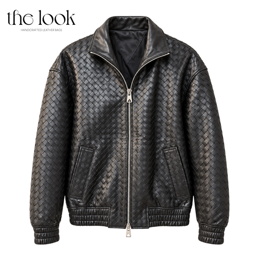 The Loop Weave Bomber Jacket in Black, front view