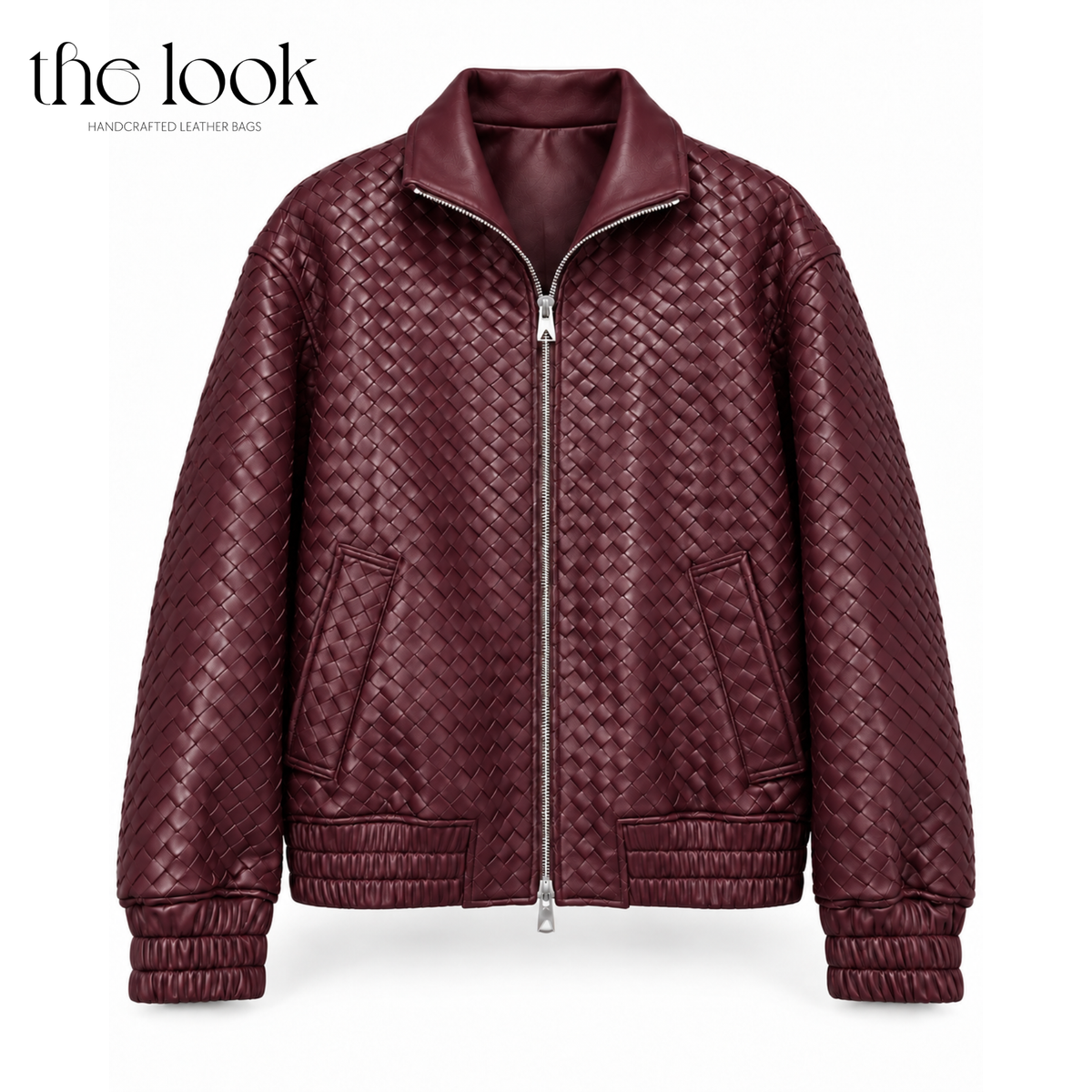 The Loop Weave Bomber Jacket in Burgundy, front view