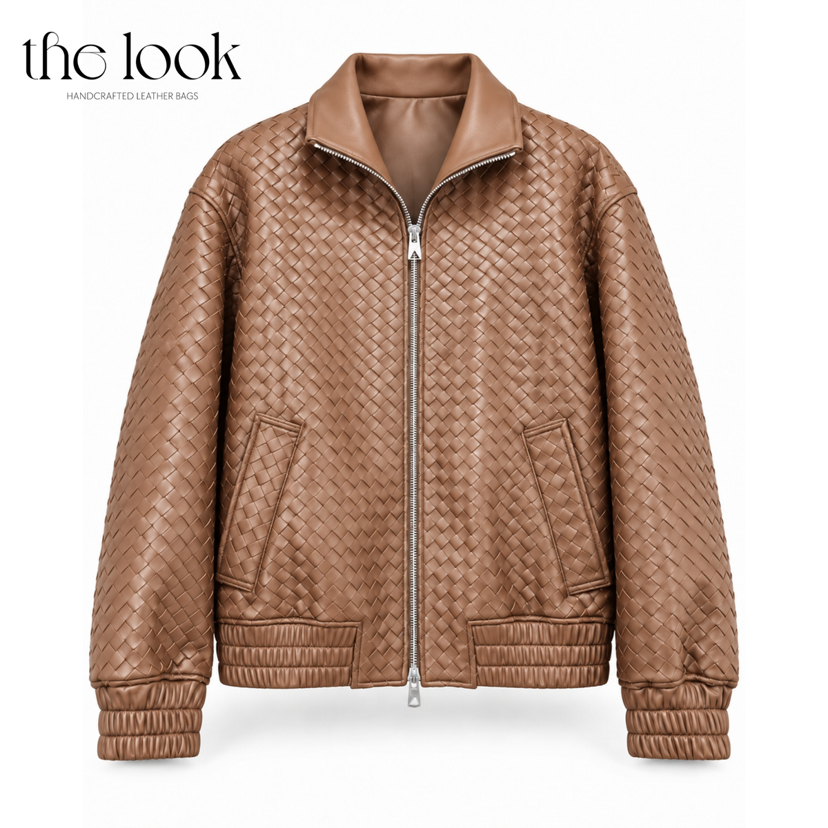 The Loop Weave Bomber Jacket in Praline front view
