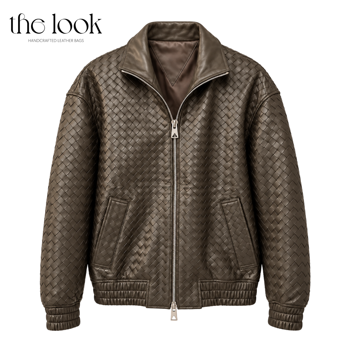 The Loop Weave Bomber Jacket in Etoupe, front view