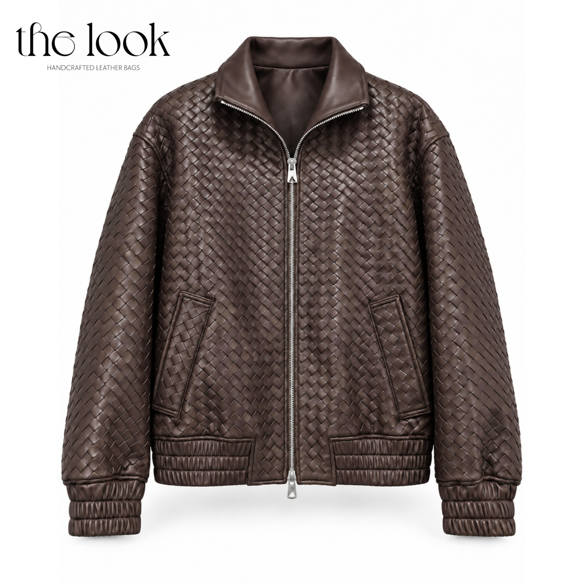 The Loop Weave Bomber Jacket in Chocolate, front view