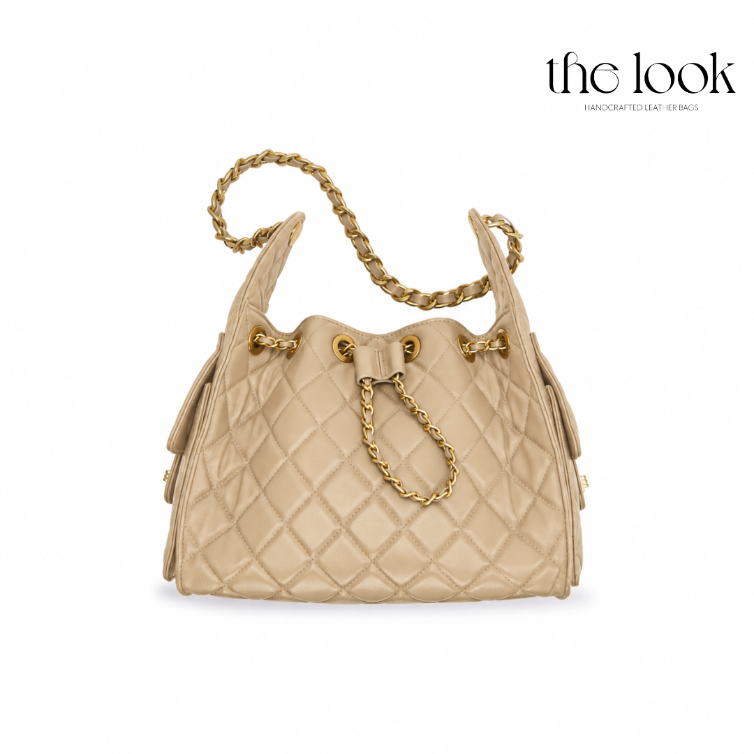 The Quilte Hobo Shoulder Bag — handcrafted genuine leather hobo bag, view 2, The Look Officiel