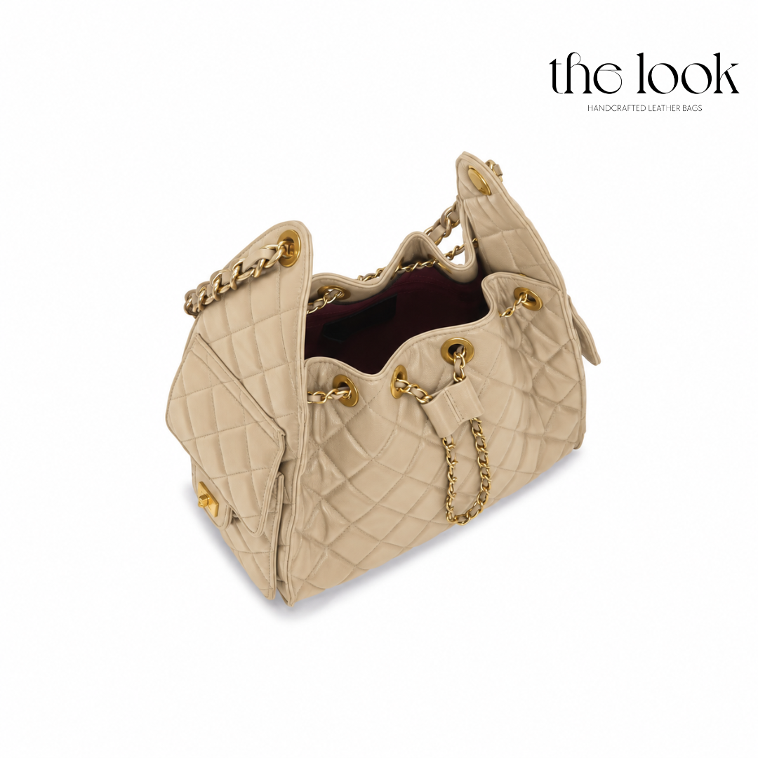The Quilte Hobo Shoulder Bag — handcrafted genuine leather hobo bag, view 5, The Look Officiel