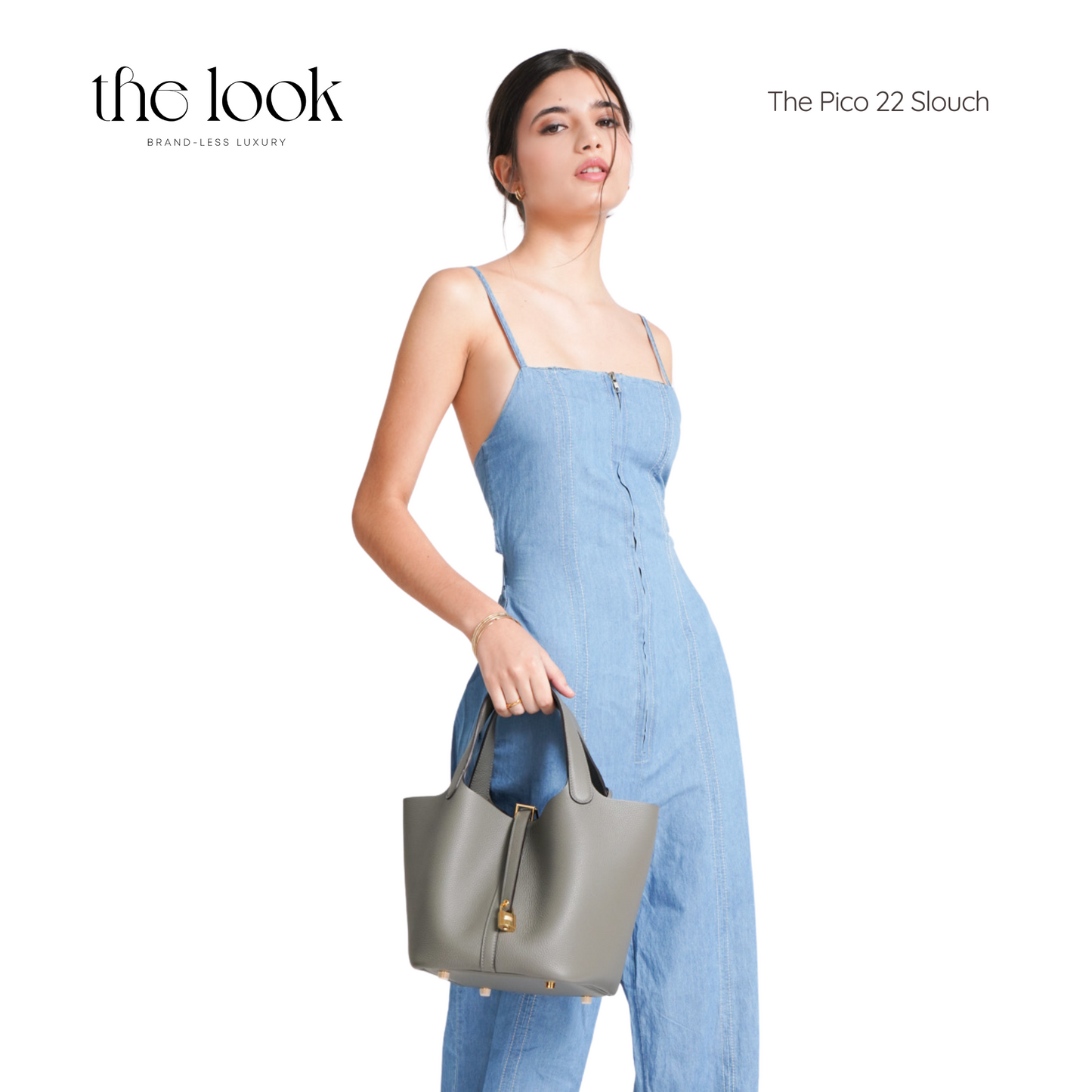 The Pico 22 Slouch Bag Clemence Leather in Cream GHW by The Look ( Elitè Edition)