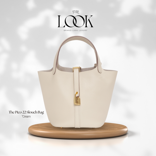 The Pico 22 Slouch Bag Clemence Leather in Cream GHW by The Look ( Elitè Edition)