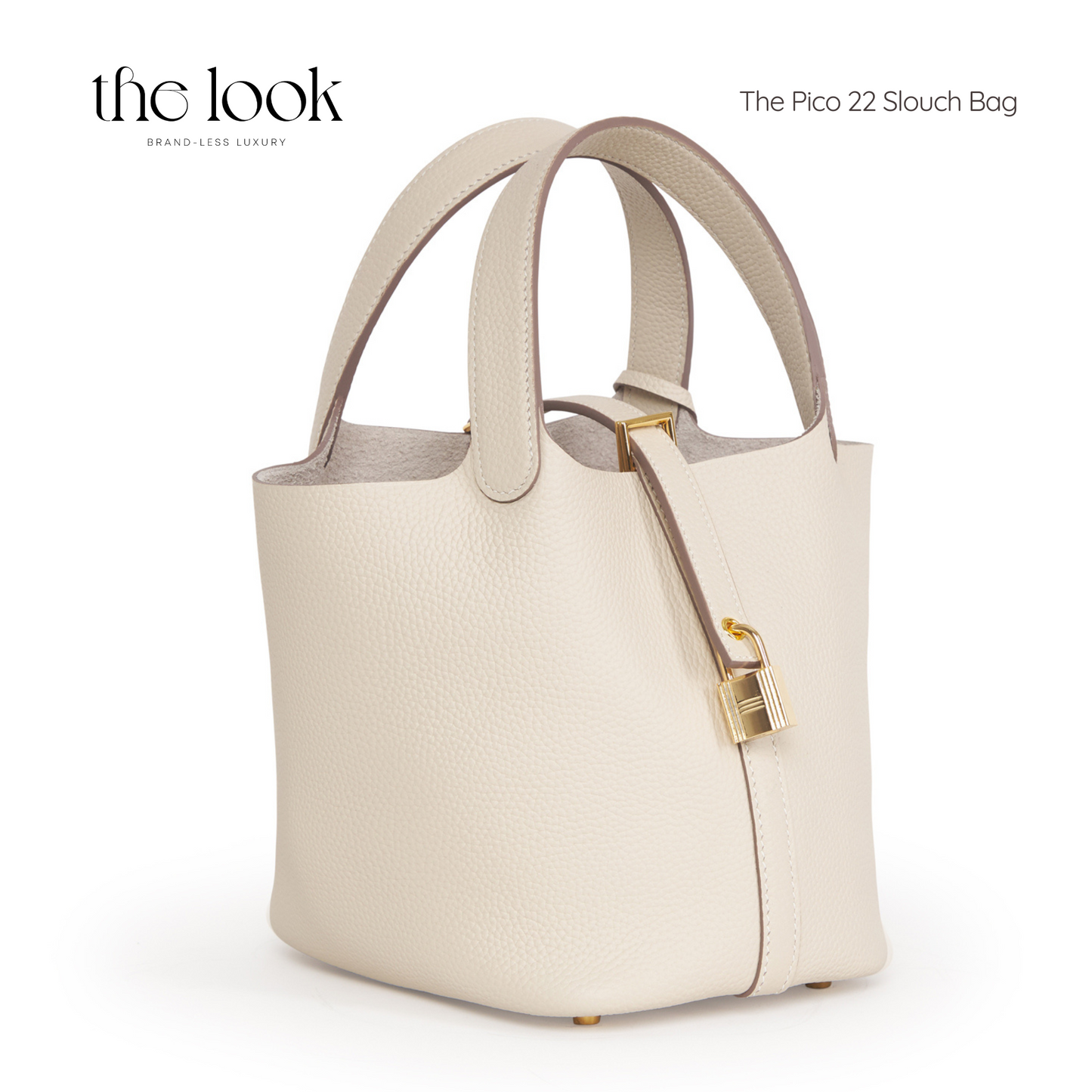 The Pico 22 Slouch Bag Clemence Leather in Cream GHW by The Look ( Elitè Edition)
