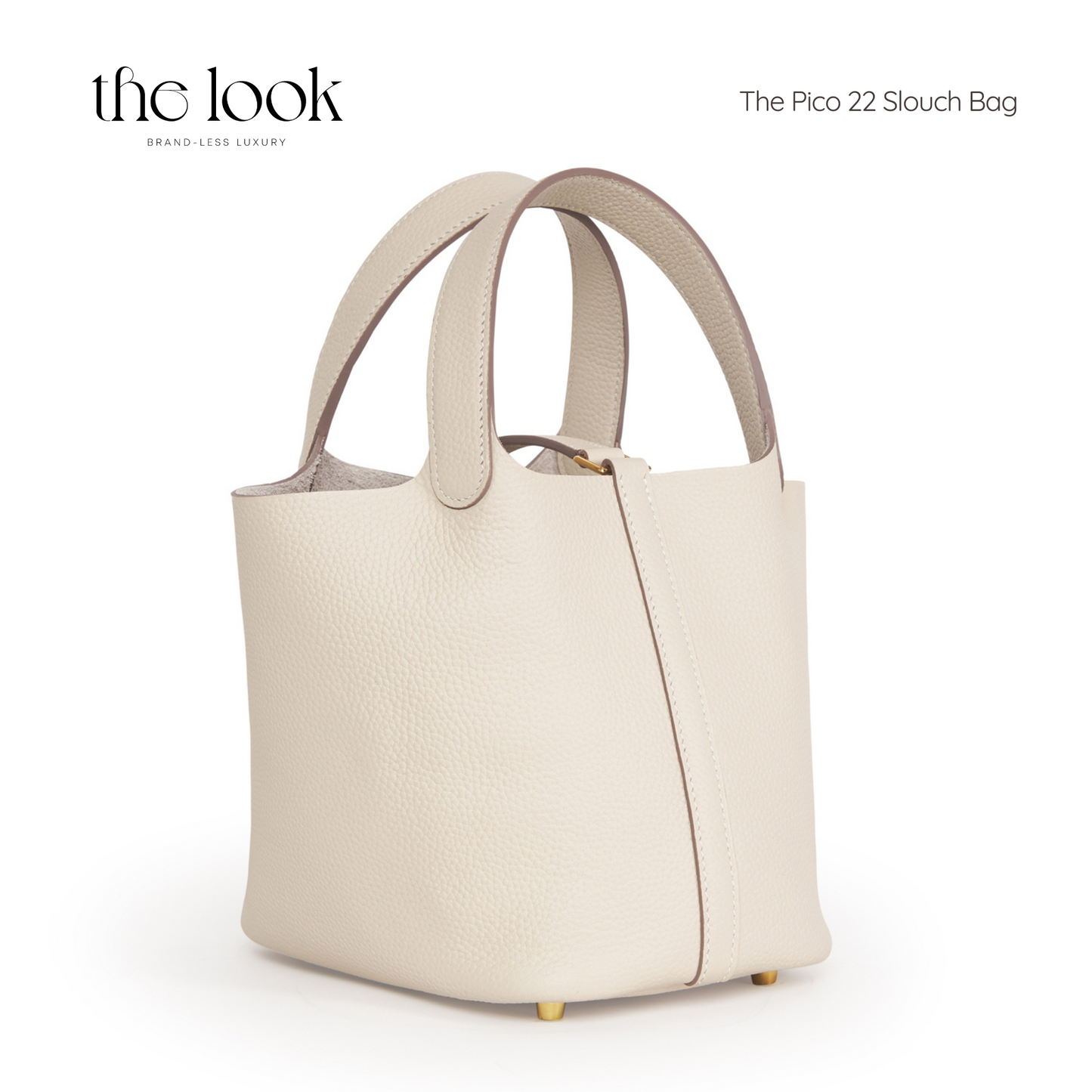 The Pico 22 Slouch Bag Clemence Leather in Cream GHW by The Look ( Elitè Edition)