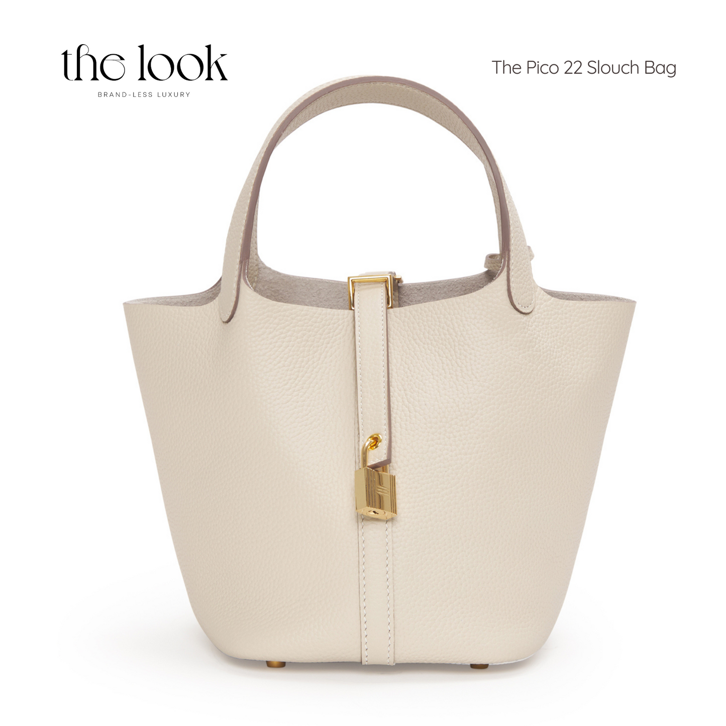 The Pico 22 Slouch Bag Clemence Leather in Cream GHW by The Look ( Elitè Edition)
