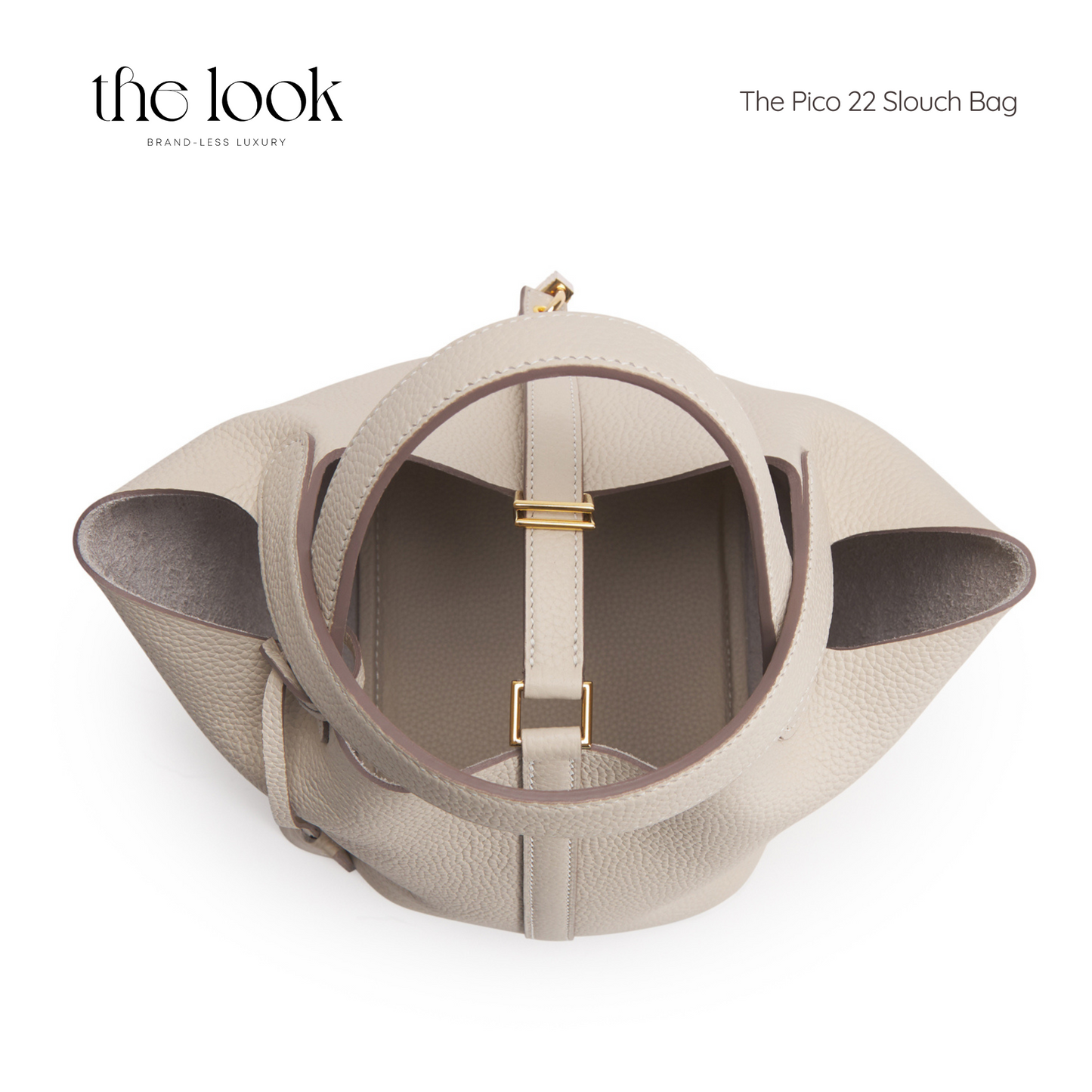 The Pico 22 Slouch Bag Clemence Leather in Cream GHW by The Look ( Elitè Edition)