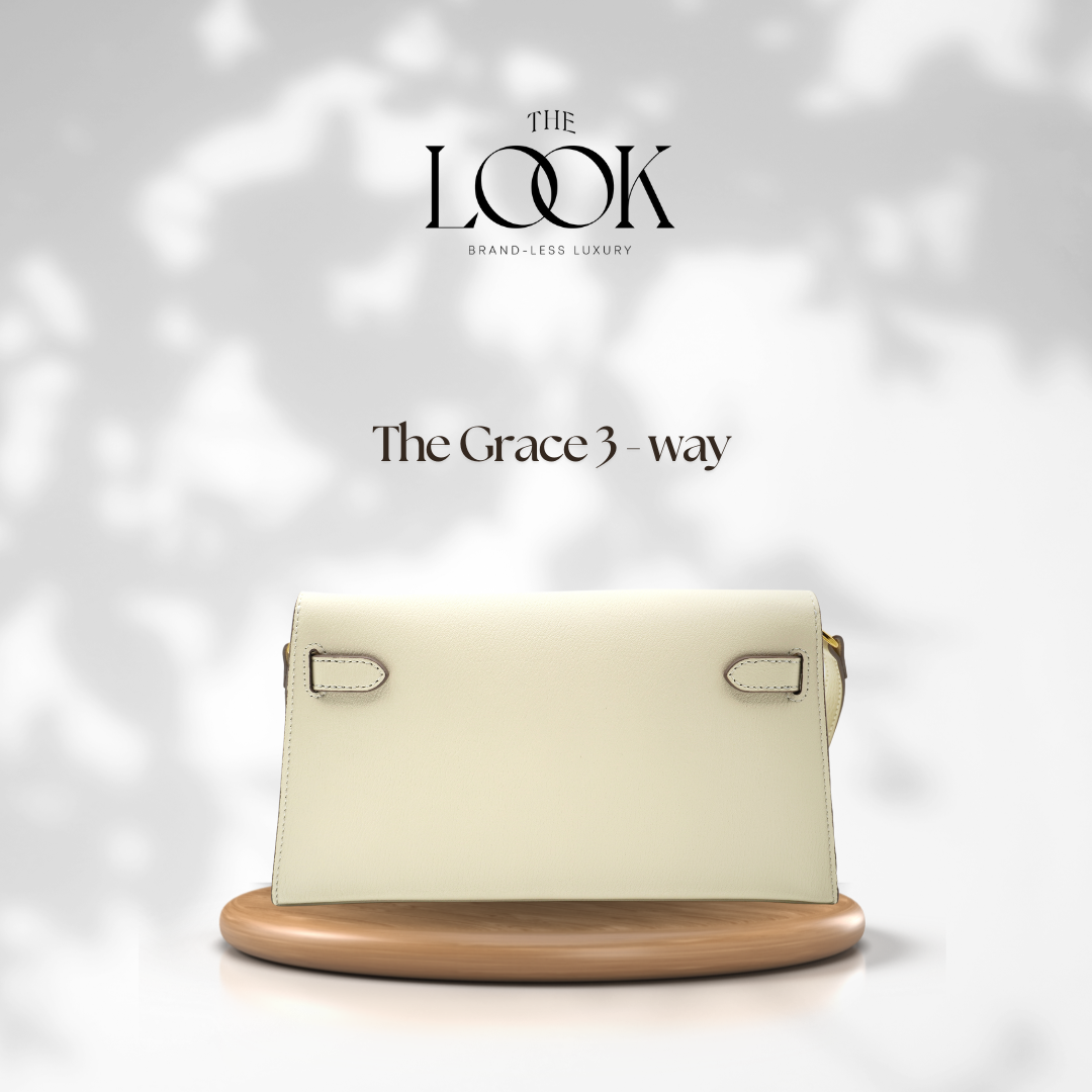 The Grace Three-Way Chèvre Leather in Cream by The Look