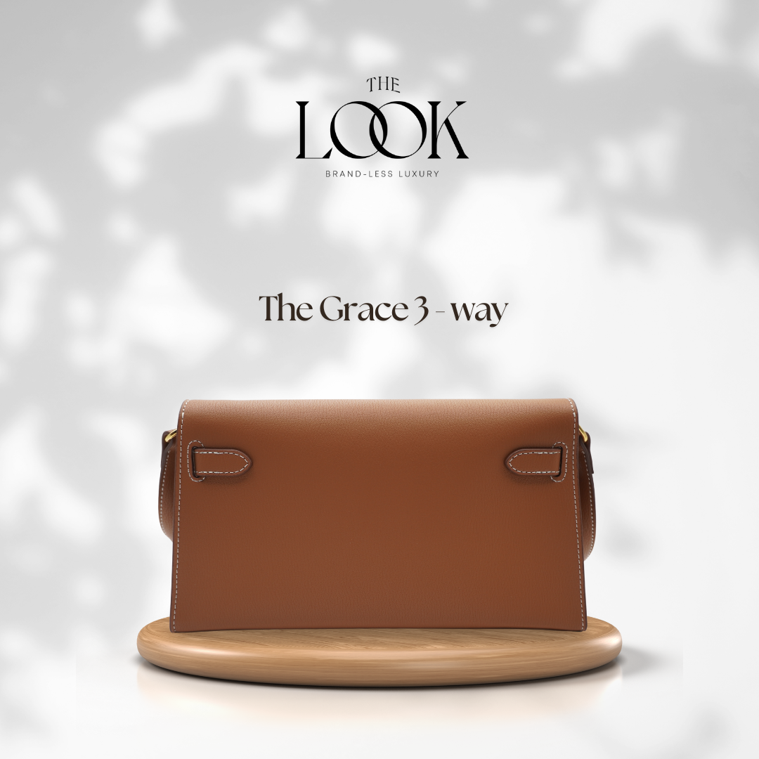 The Grace Three-Way Chèvre Leather in Gold Tan by The Look