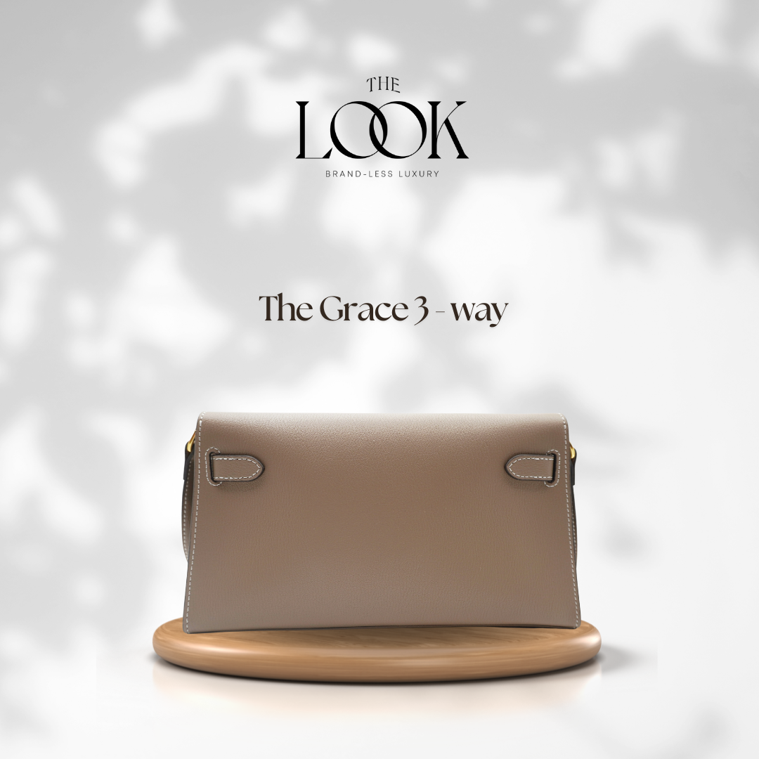 The Grace Three-Way Chèvre Leather in Etoupe by The Look