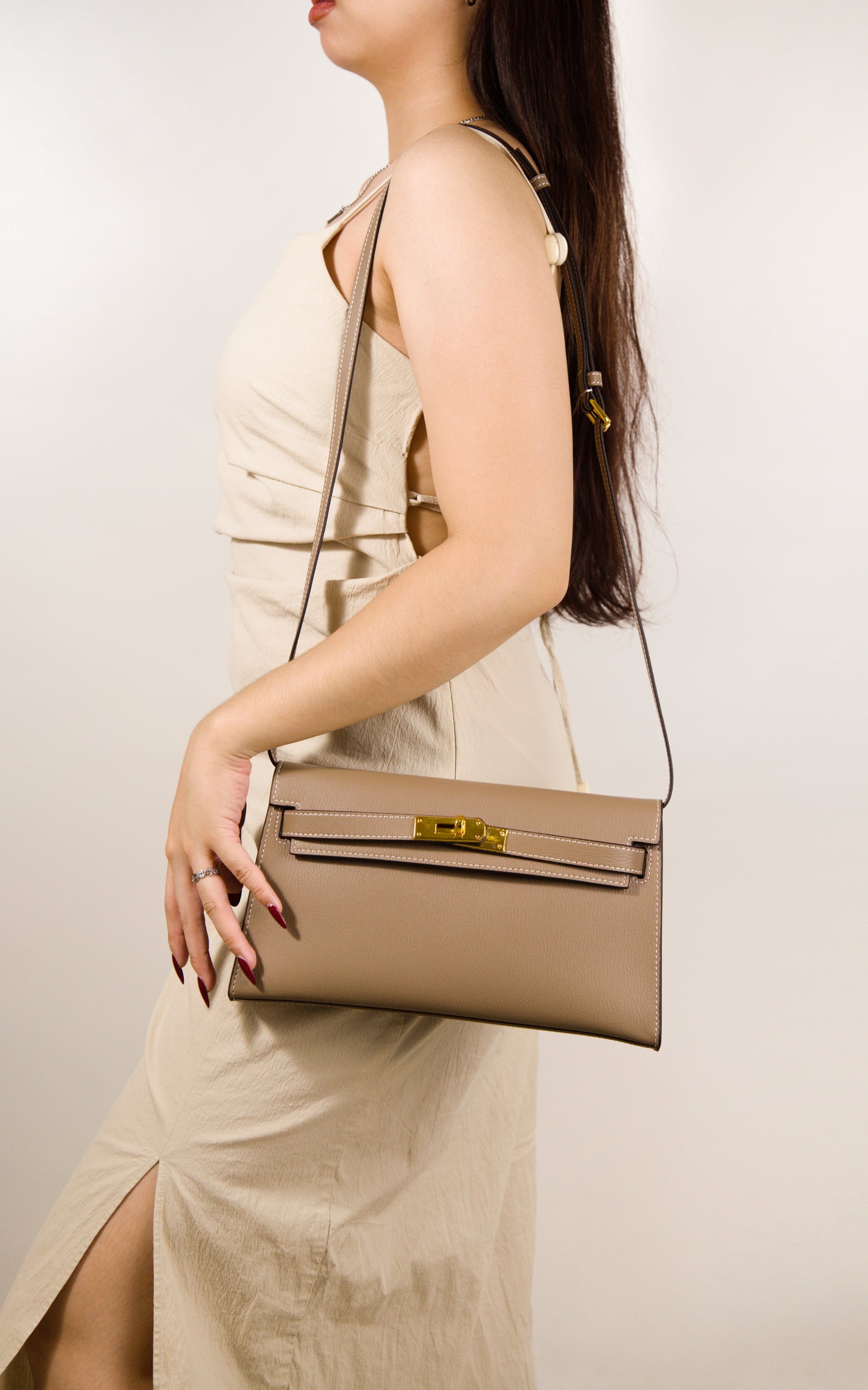 The Grace Three-Way Chèvre Leather in Cream by The Look