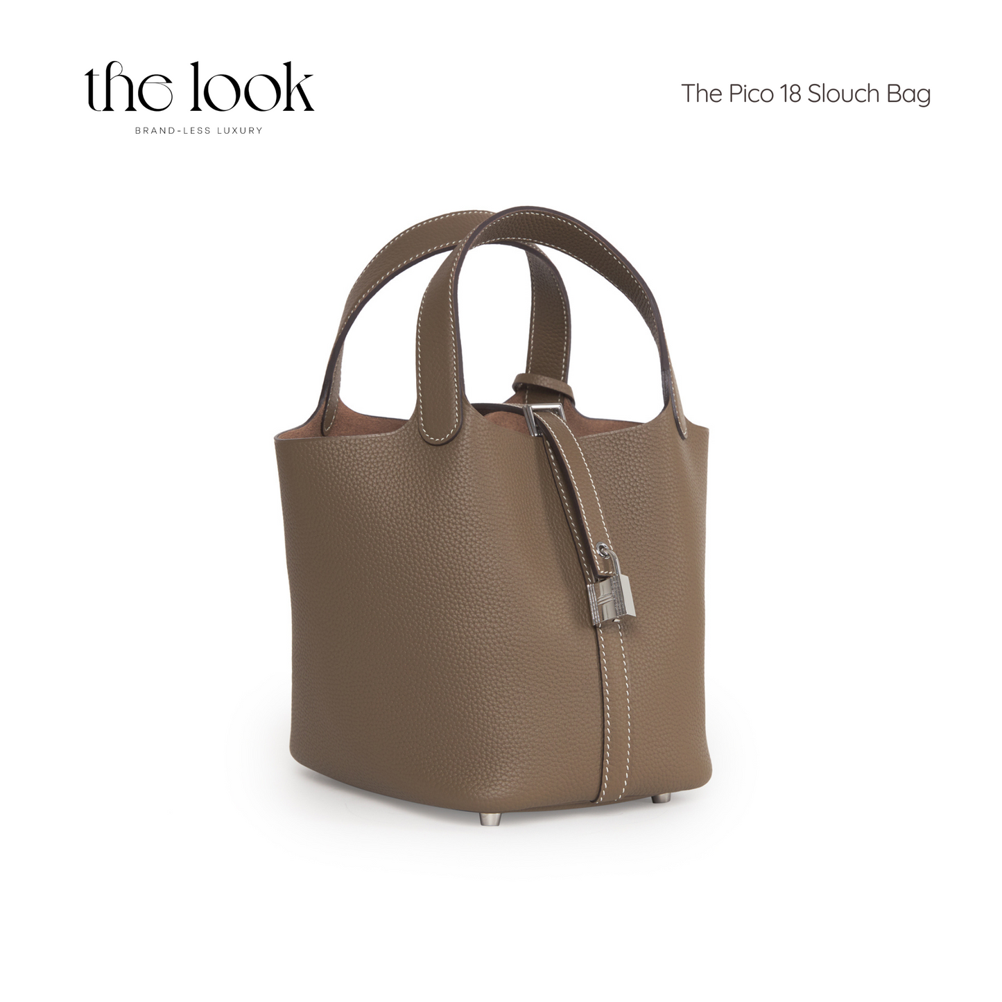 The Pico 18 Slouch Bag Clemence Leather in Etoupe SHW by The Look (Elité Edition)