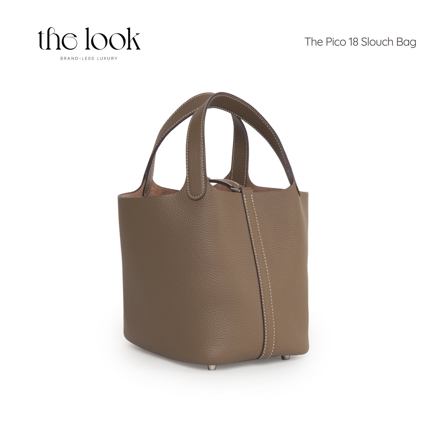 The Pico 18 Slouch Bag Clemence Leather in Etoupe SHW by The Look (Elité Edition)