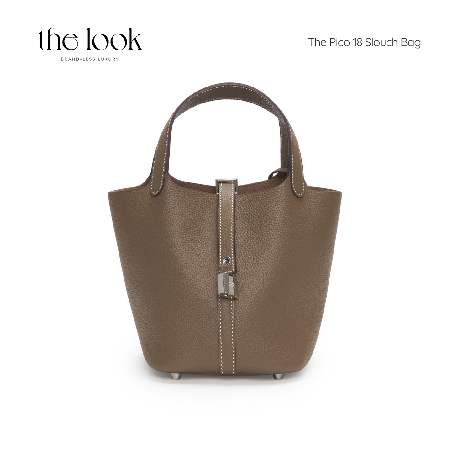 The Pico 18 Slouch Bag Clemence Leather in Etoupe SHW by The Look (Elité Edition)