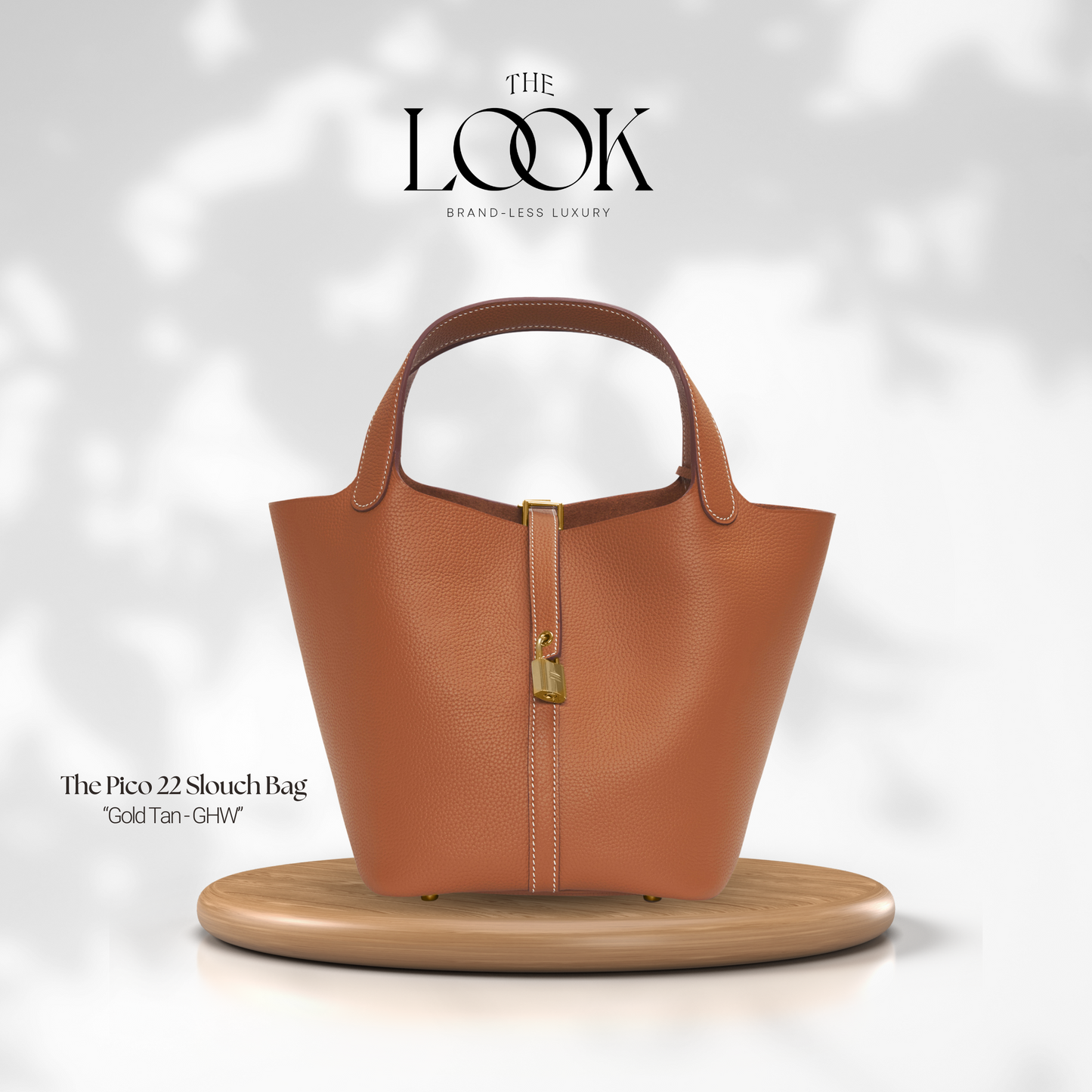 The Pico 22 Slouch Bag Clemence Leather in Gold Tan GHW by The Look ( Elité Edition)