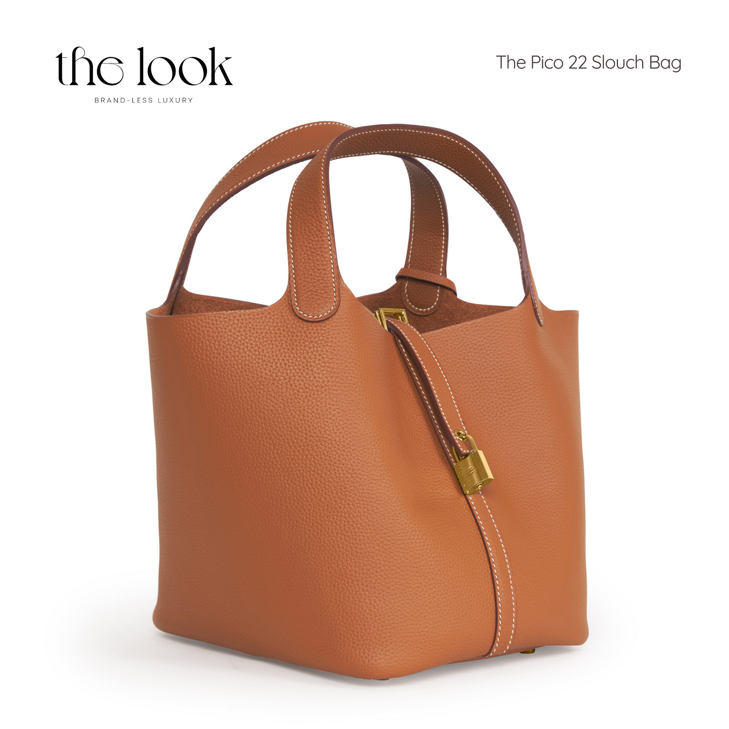 The Pico 22 Slouch Bag Clemence Leather in Gold Tan GHW by The Look ( Elité Edition)