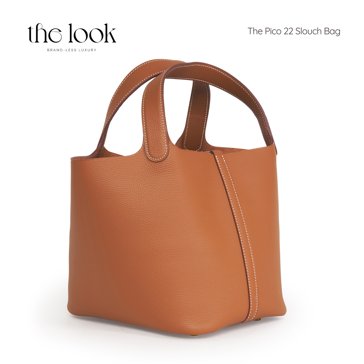 The Pico 22 Slouch Bag Clemence Leather in Gold Tan GHW by The Look ( Elité Edition)