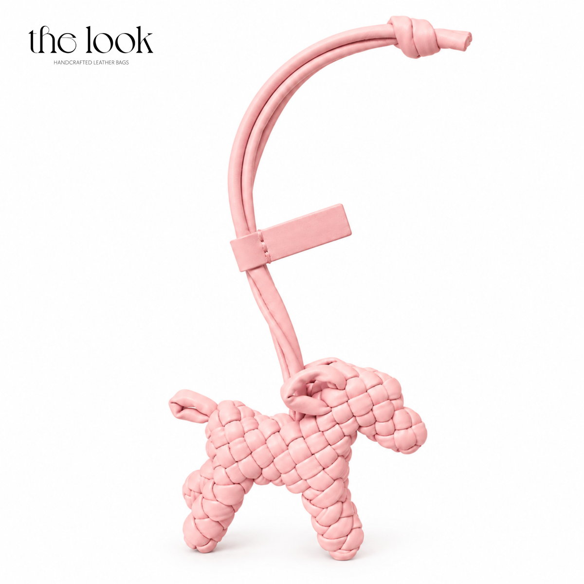 The Loop Pupper Bag Charm in Blush Pink on a white background
