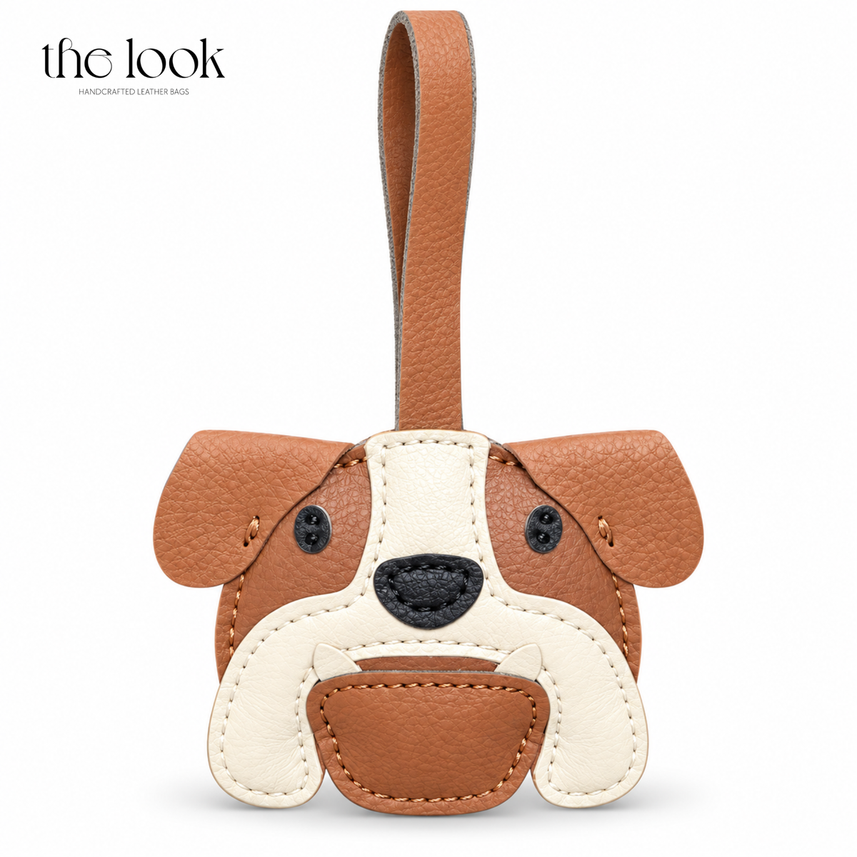 Bruno the Bulldog brown and cream dog bag charm | The Look Officiel