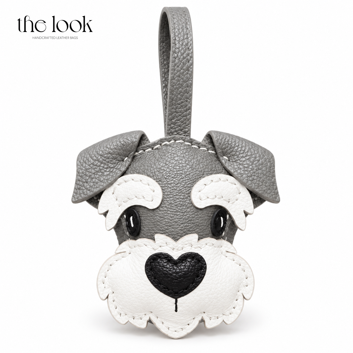 Alfie the Schnauzer grey and white dog bag charm | The Look Officiel
