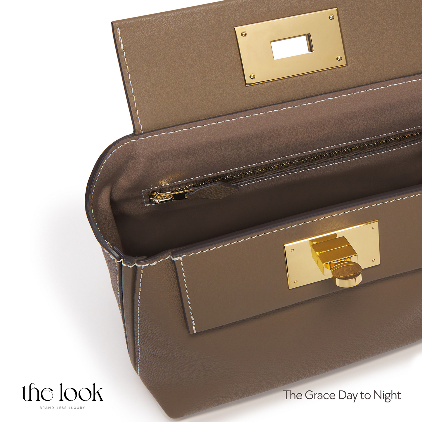 The Grace Day To Night Clemence Leather in Etoupe GHW