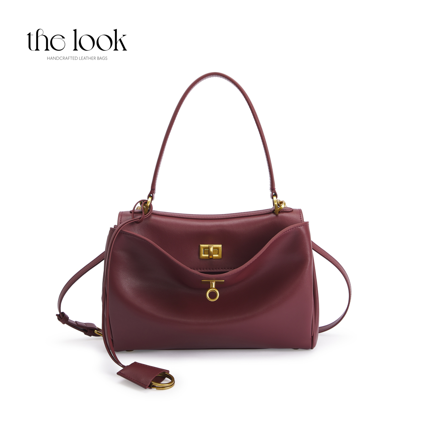 The Valen Medium Satchel — genuine leather handbag, alternate colour detail | The Look Officiel