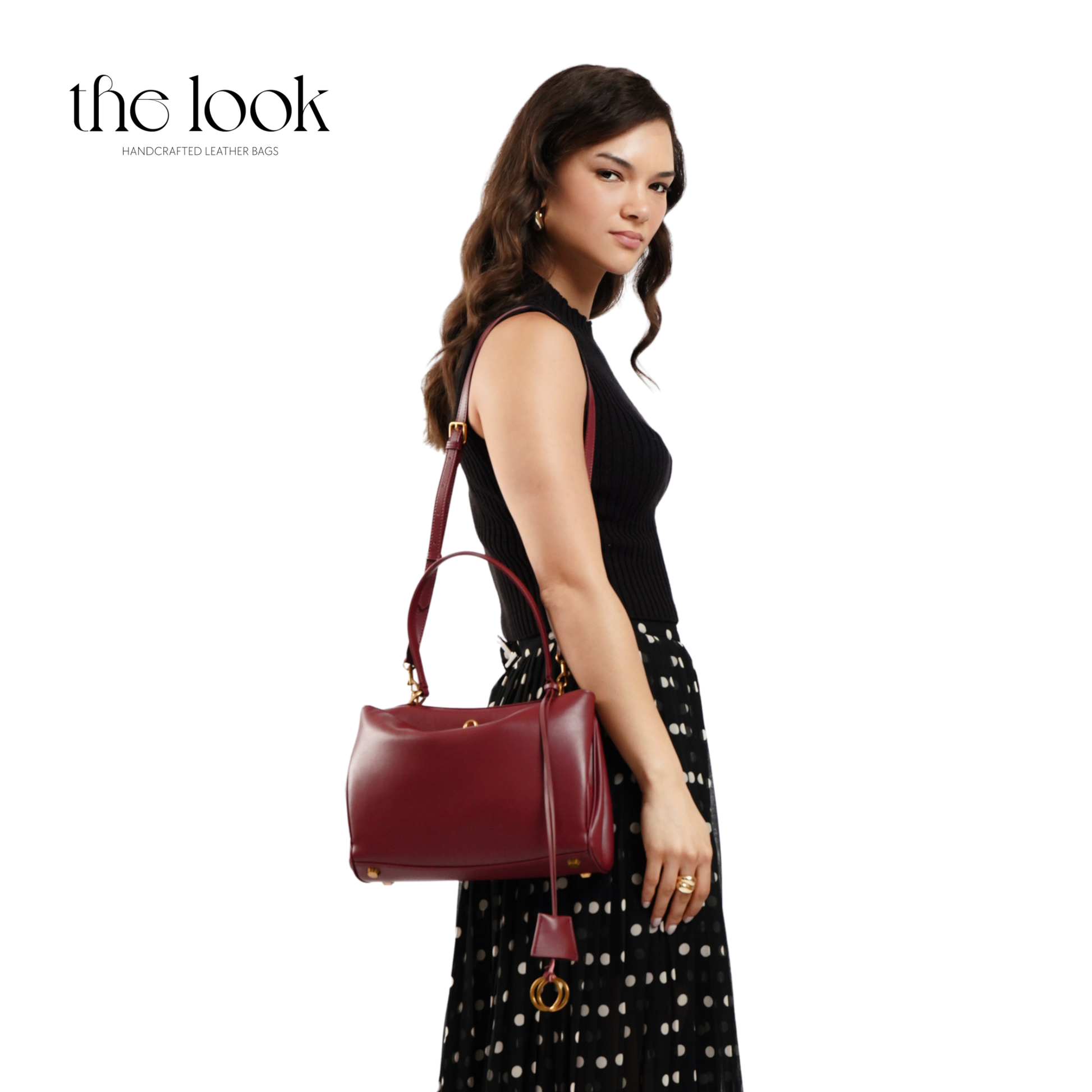 The Valen Medium Satchel — genuine leather handbag, alternate colour interior | The Look Officiel