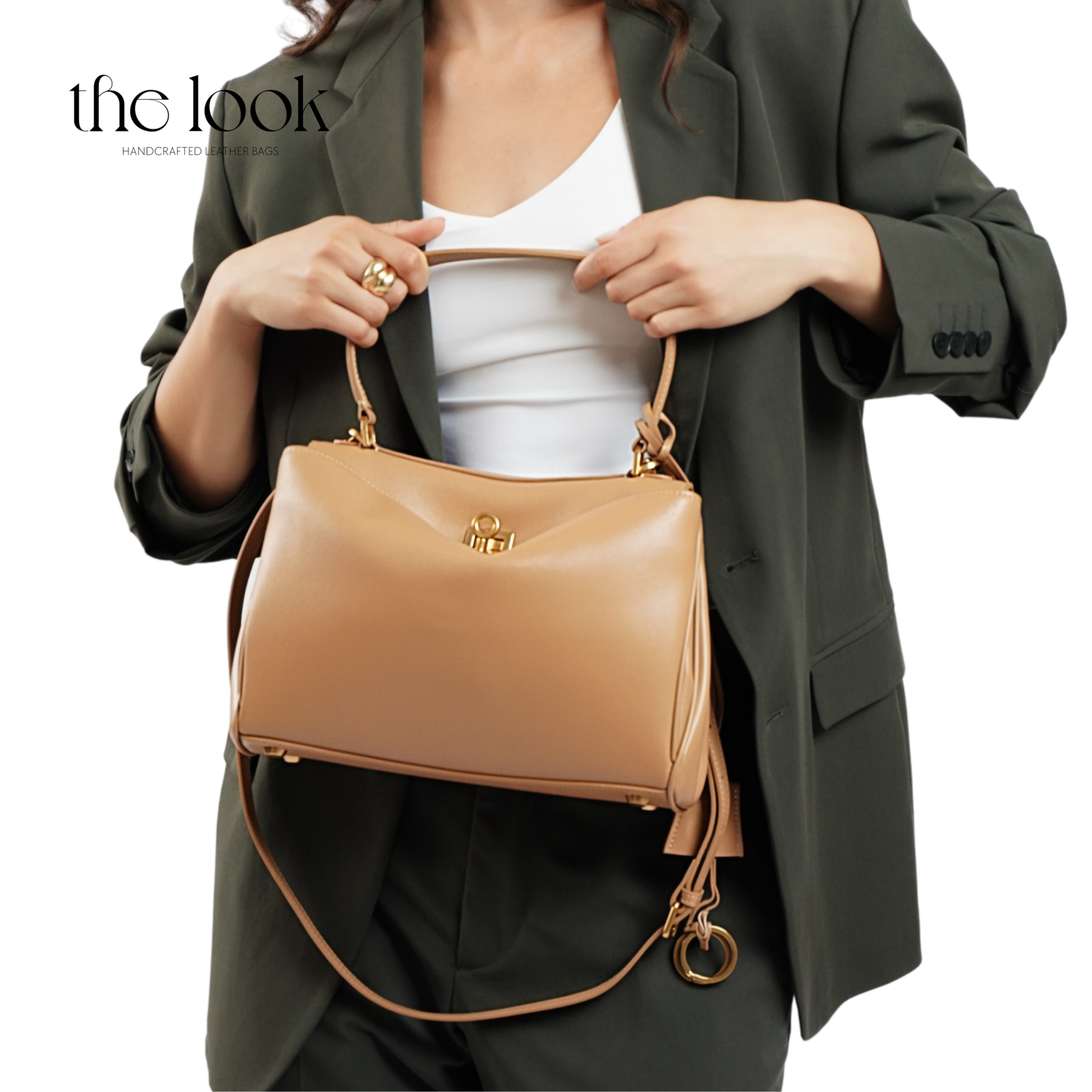 The Valen Medium Satchel — genuine leather handbag, back view | The Look Officiel