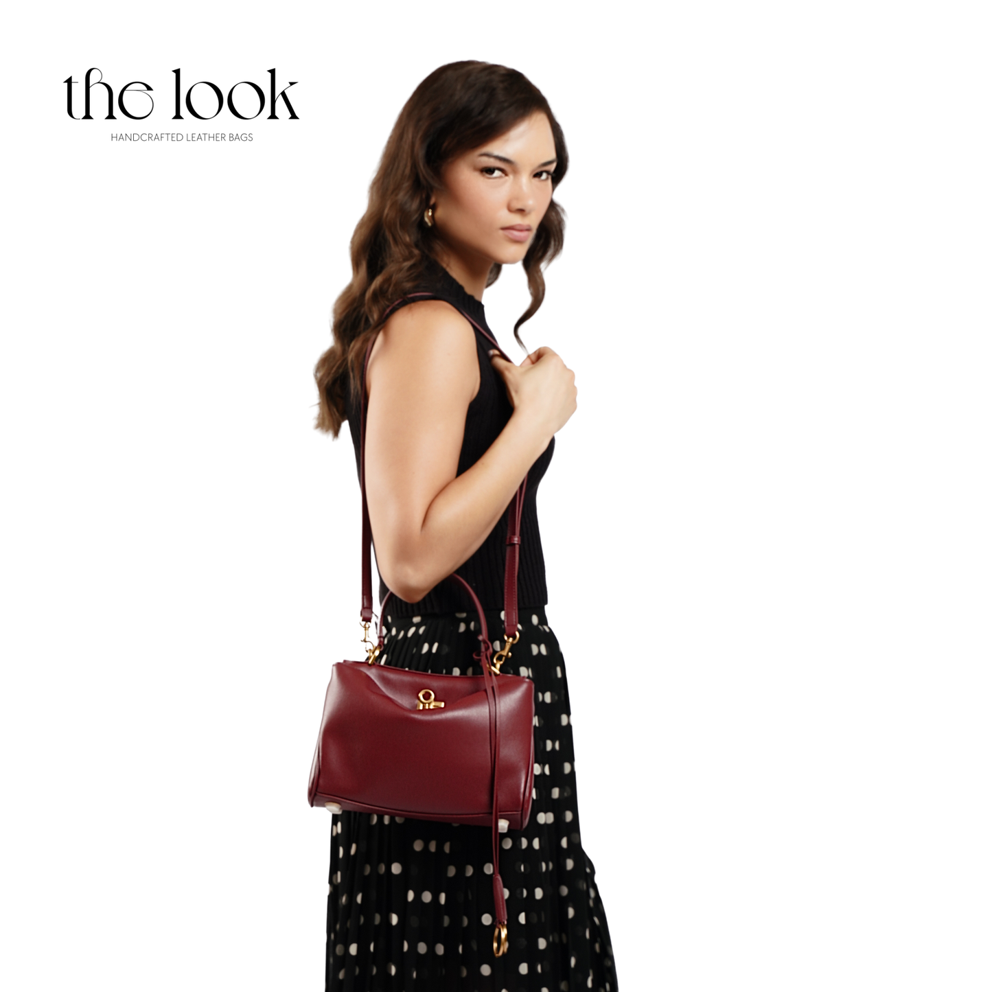 The Valen Small Satchel — genuine leather handbag, fourth colour held | The Look Officiel