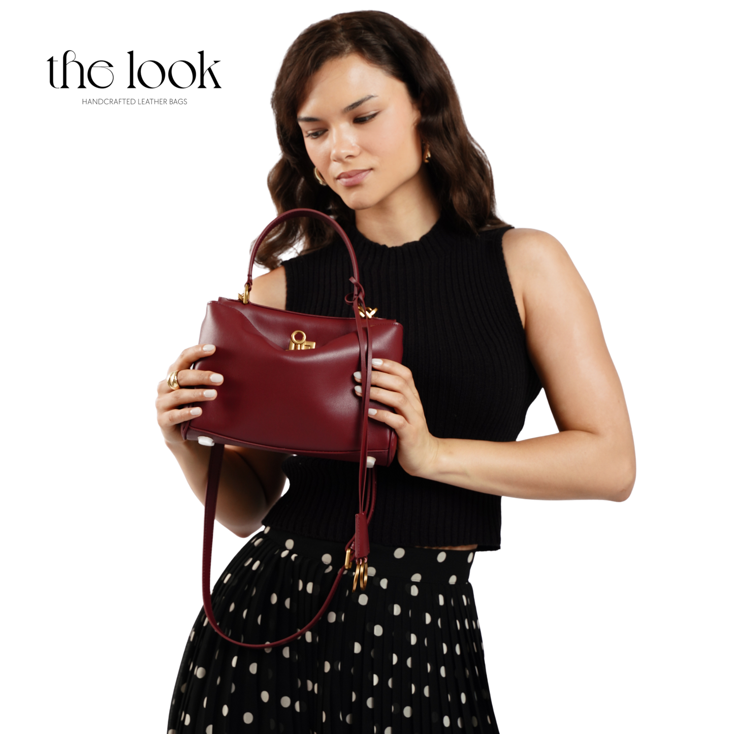 The Valen Small Satchel — genuine leather handbag, fourth colour interior | The Look Officiel