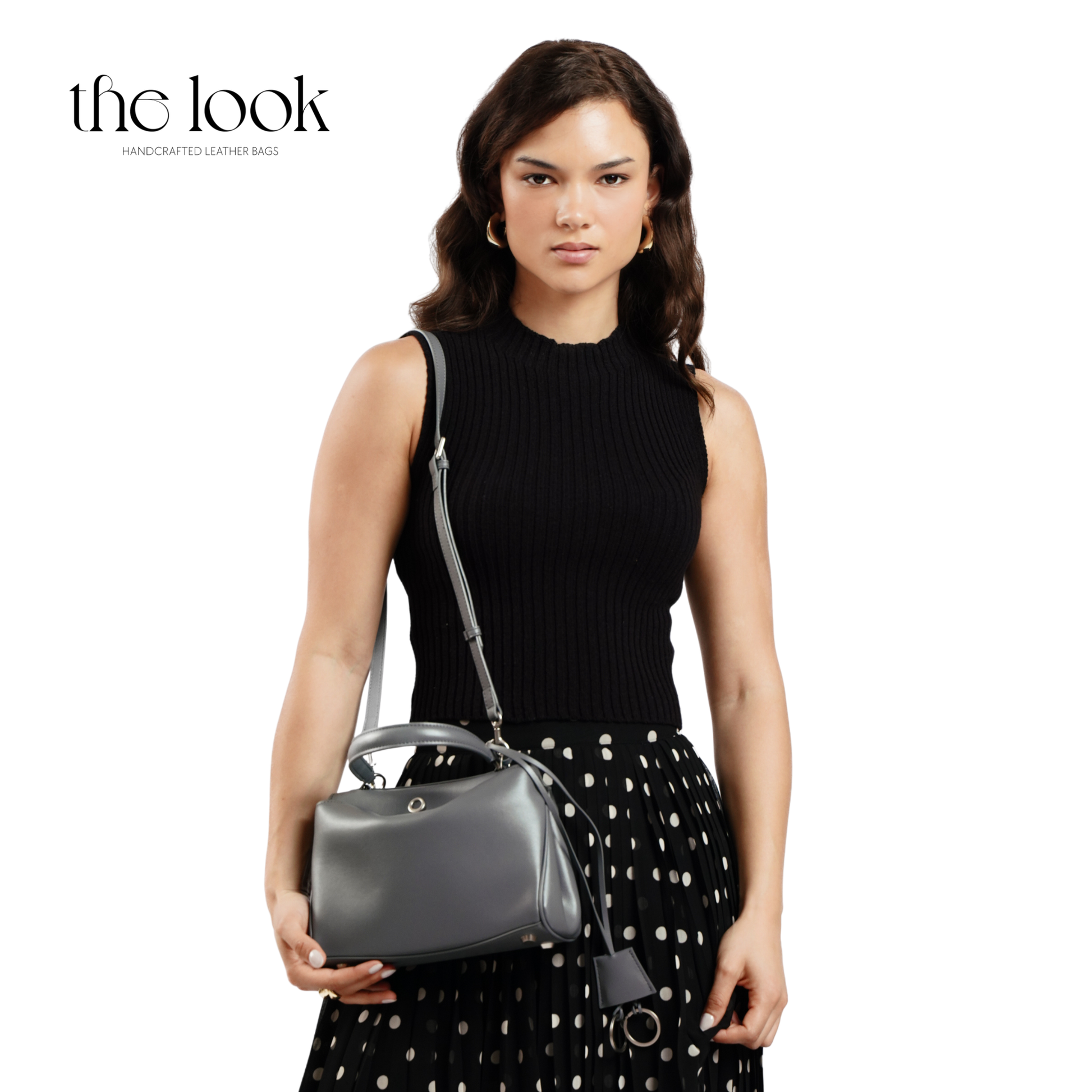 The Valen Small Satchel — genuine leather handbag, third colour side | The Look Officiel