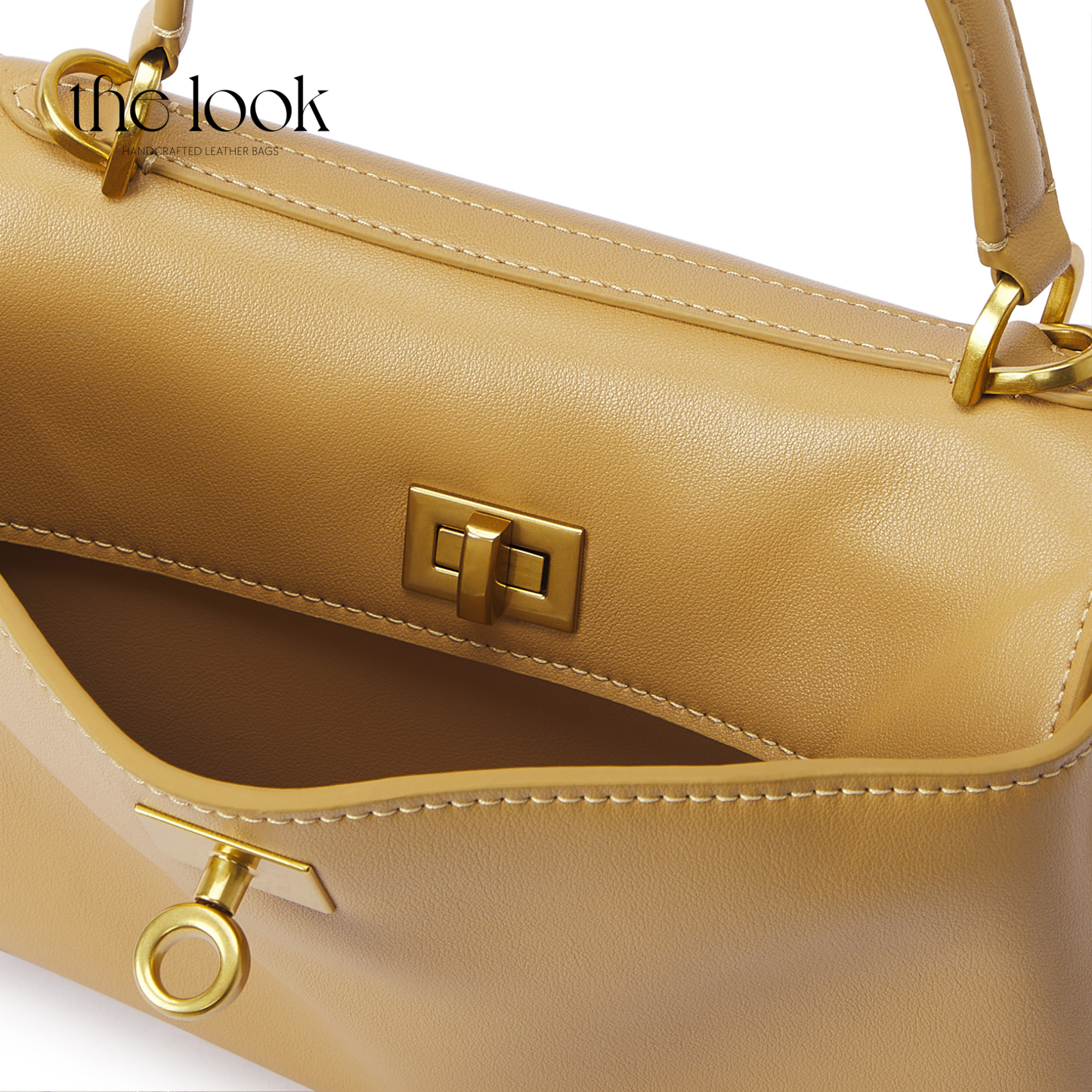 The Valen Small Satchel — genuine leather handbag, angle view | The Look Officiel