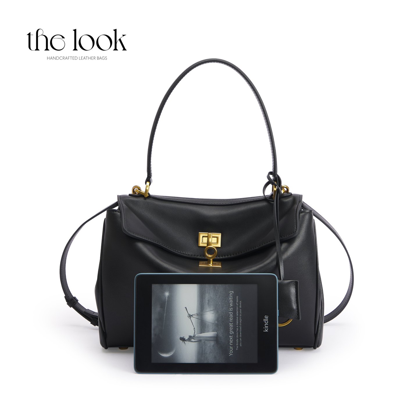 The Valen Medium Satchel — genuine leather handbag, third colour interior | The Look Officiel