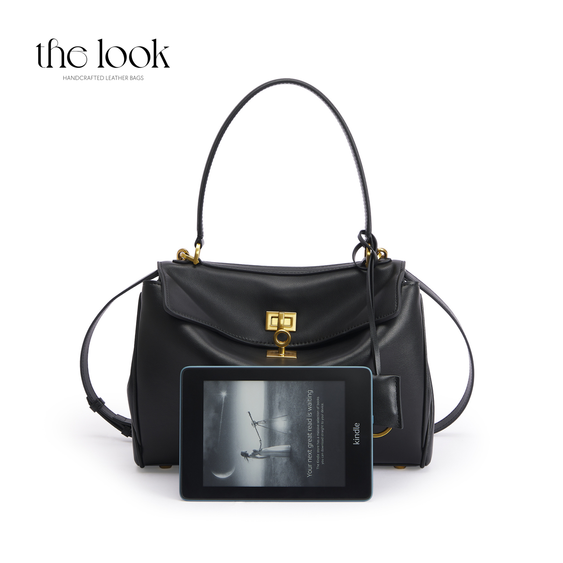 The Valen Medium Satchel — genuine leather handbag, third colour interior | The Look Officiel