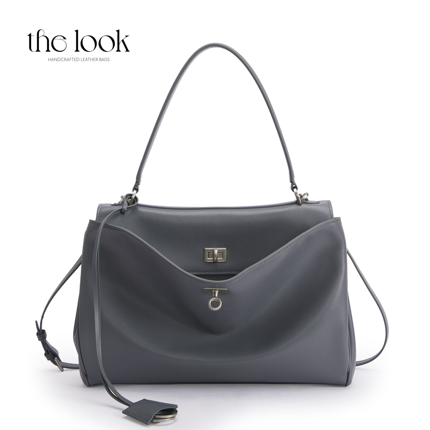 The Valen Medium Satchel — genuine leather handbag, third colour detail | The Look Officiel
