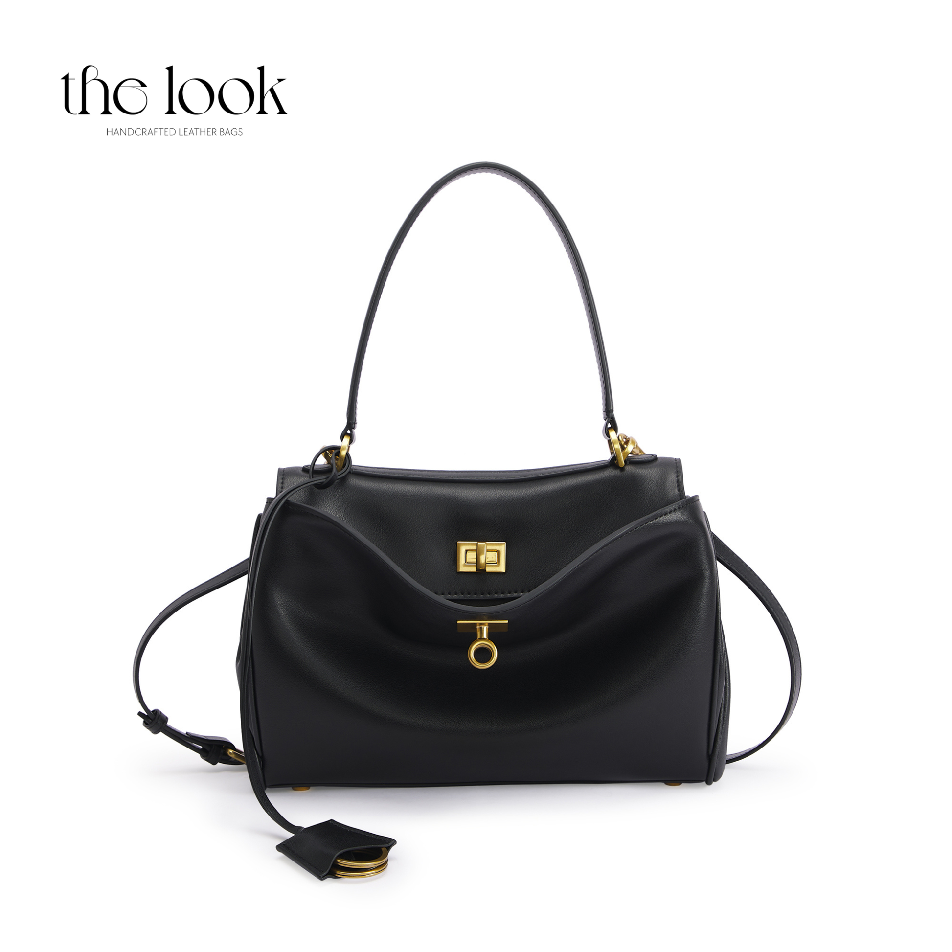 The Valen Medium Satchel — genuine leather handbag, third colour worn | The Look Officiel